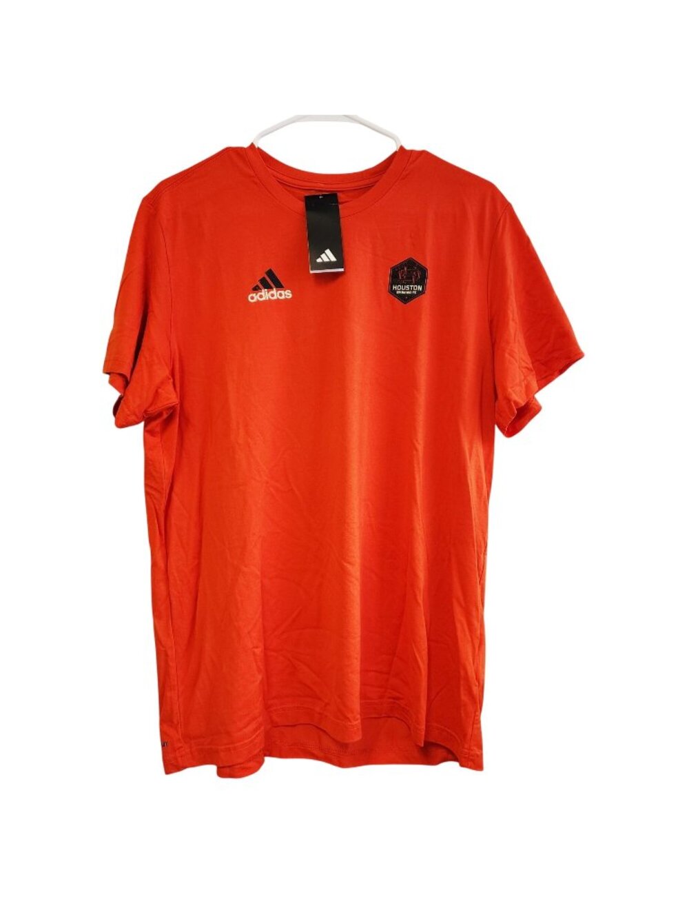 Adidas Houston Dynamo FC Orange Graphic T-Shirt Mens Size 2XL Fits like A Large